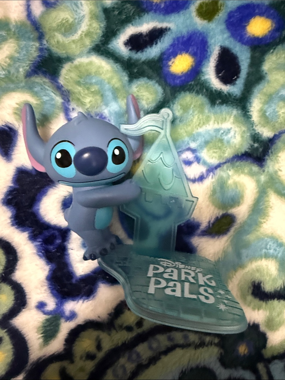 Disney Blue Stitch Figure with Aqua Castle Stand